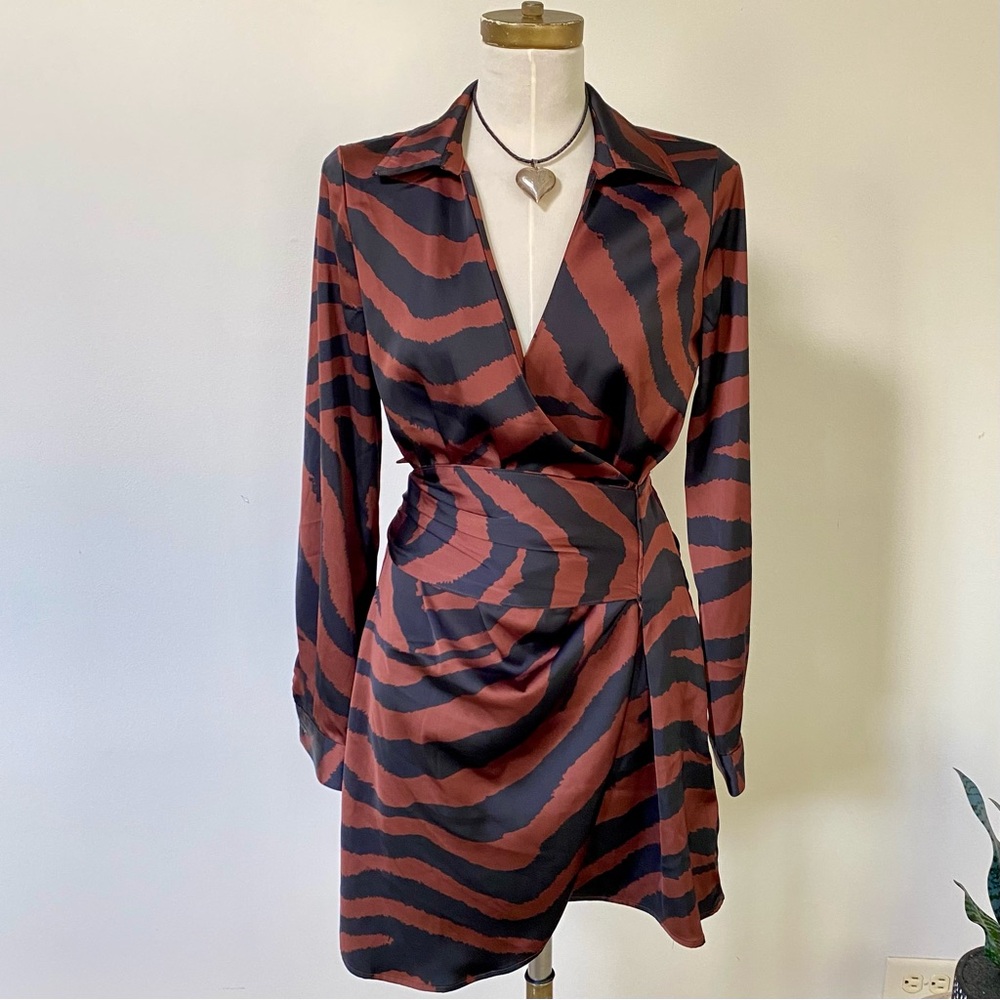 Revolve House of Harlow Mini Dress Zebra print wrap elegant party
